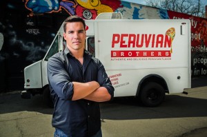 Giuseppe Lanzone in fron of his DC foodtruck "Peruvian Brothers"