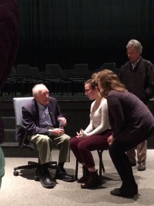 Stein speaks to students individually after his presentation. Students asked him questions that they had after listening to his hour long story.