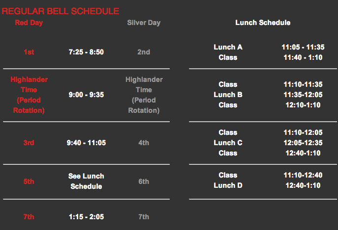 McLean High Schools current schedule