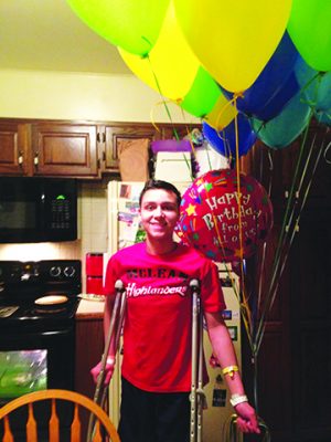 Senior Andrew Katson celebrates his 17th birthday after returning home from the hospital. (Photos courtesy of Angela Katson)
