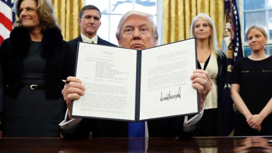Donald Trump presents his newly revised travel ban