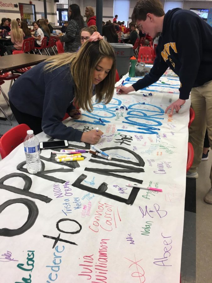 Students sign a pledge to end the use of the R-word