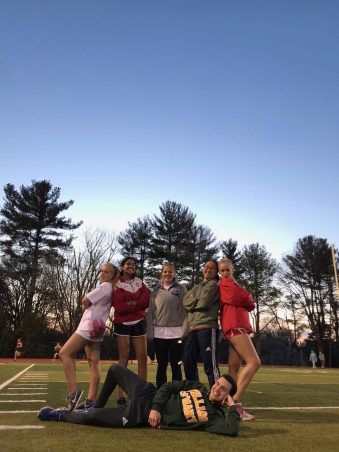 Seniors (from left to right) Erin Moloney, Katy Medicherla, Anna Brower, Peggy Zeng, Shannon Moloney and Rustin Abedi pose on their Senior Night. (Photo courtesy of Katy Medicherla)