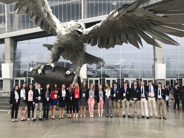 McLean DECA students outside of the Mercedes-Benz Stadium. (Photo courtesy of Adam Lampal)