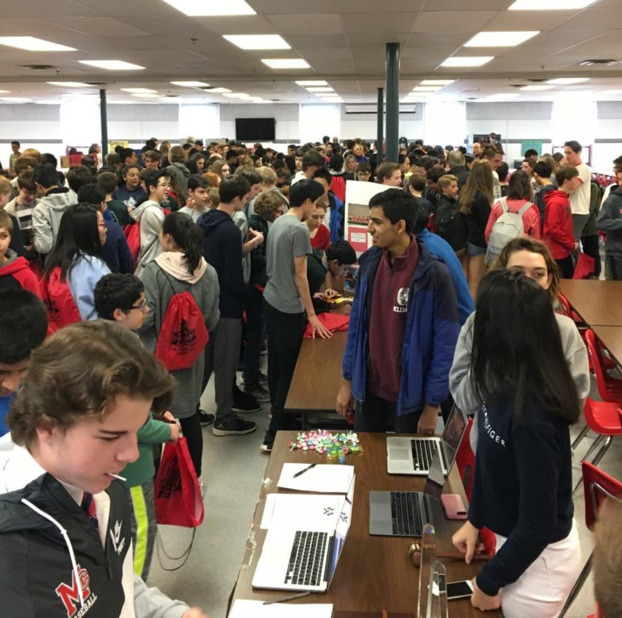 Longfellow eighth graders explore the activities fair in the cafeteria on Friday, April 6.