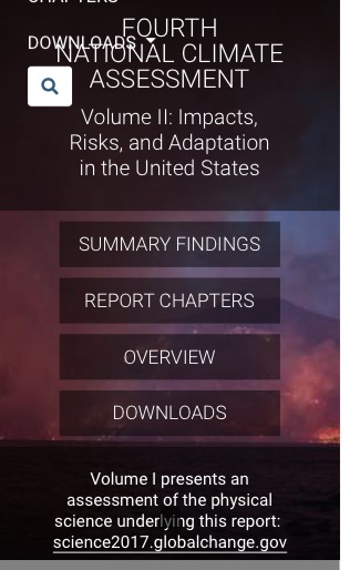 The opening page of the Fourth National Climate Assessment Volume Two as seen here. This report focuses on the impacts of climate change on the U.S. (Screenshot taken by Cordelia Lawton)
