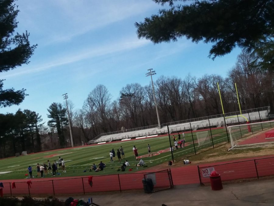 The McLean track team practices on a beautiful Monday evening in the stadium.