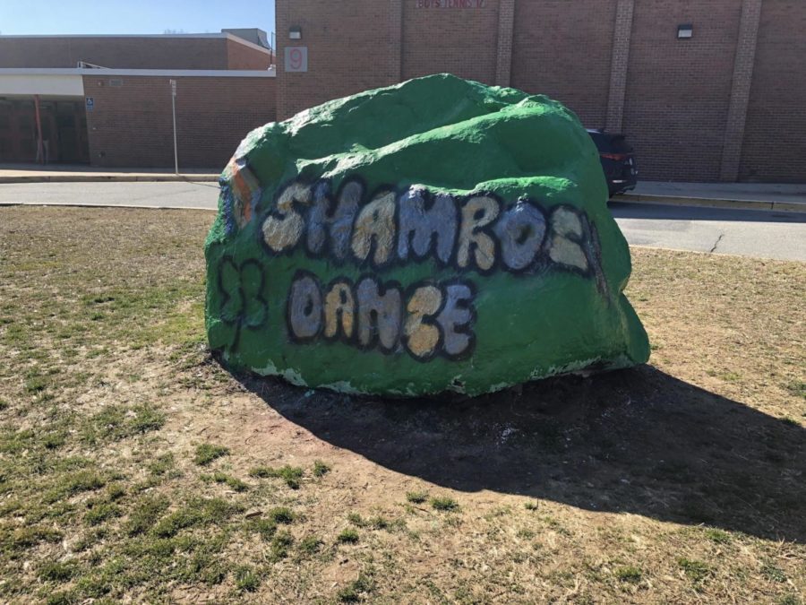 The McLeadership students painted the rock to promote the upcoming dance.
