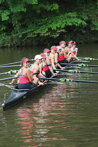 2V girls boat prepares to receive their medals.