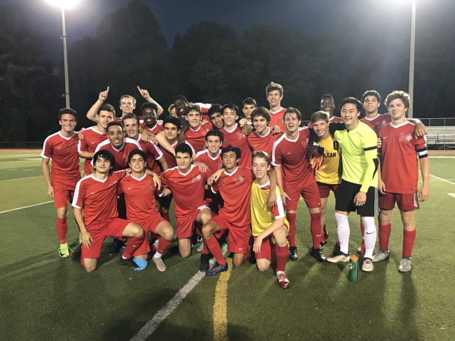 Boys Varsity soccer team after they beat Osbourn 1-0 in overtime. The boys were ecstatic to move on to the next round of regionals. (Photo courtesy of McLean High)