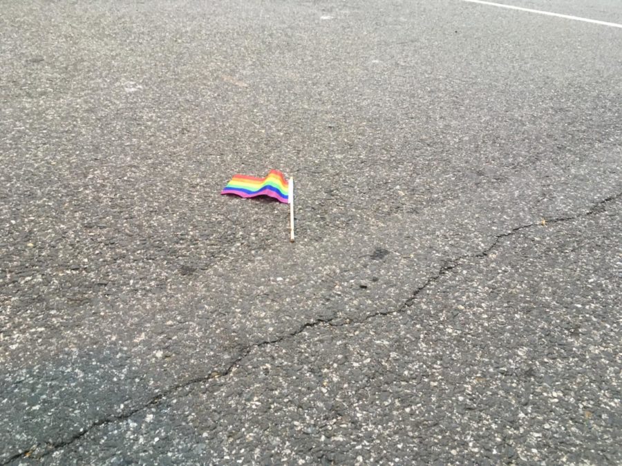 An abandoned Pride flag on the ground after stampede at DCs annual Capital Pride event. (Photo courtesy of Isaac Lamoreaux)