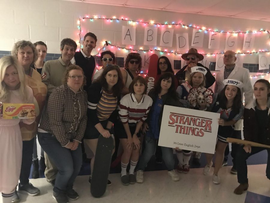 The English department dressed up as characters from Stranger Things.