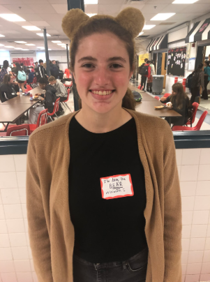 The bear minimum—Sophomore Susan Shobeiri wears bear ears on Halloween.  Her costume, the bear minimum reflects her love of puns.