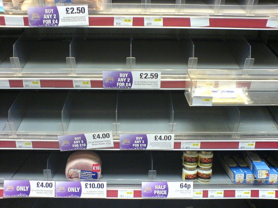 Empty shelves are a common site at grocery stores as people fall victim to panic buying.