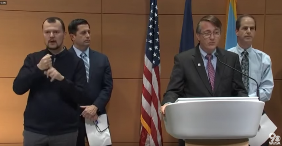 Superintendent Scott Brabrand answers parents questions regarding school shutdown and coronavirus during the Fairfax County Health Department Press Conference. The conference was held on Thursday, March 14. 