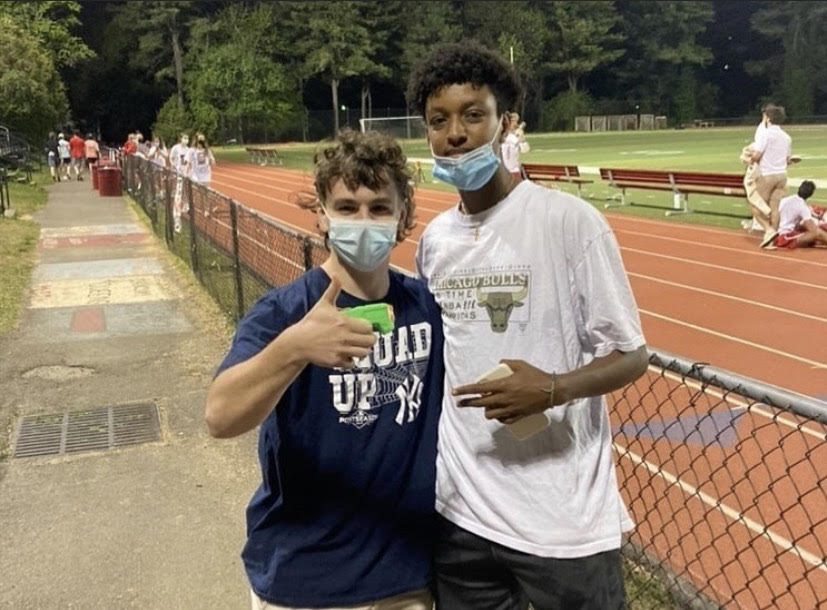2021 senior assassin participant Gavin Meaney eliminates an unexpecting Matthias Daniel during a lacrosse game. For the 2022 game, school grounds will be off limits. Many participants used the art of surprise when attempting to eliminate their targets.
