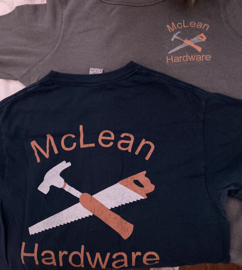 The uniform of a McLean Hardware employee is one of the many looks students in McLean may rock when on the job. Emily DeLaVega always wears her gear when on the job. Photo courtesy of Emily DeLaVega