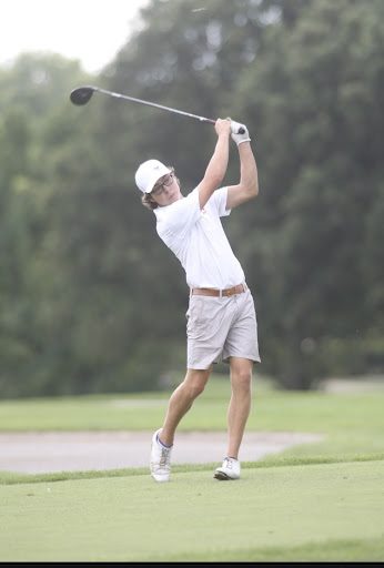 Senior Will Scherer competes in final golf match of the year. Scherer hopes everyone will get vaccinated so students can continue to play. 