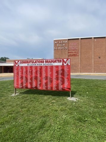 The Senior Board sits in front of the rock entrance at McLean High School. It features the names of each member of McLeans graduating class.