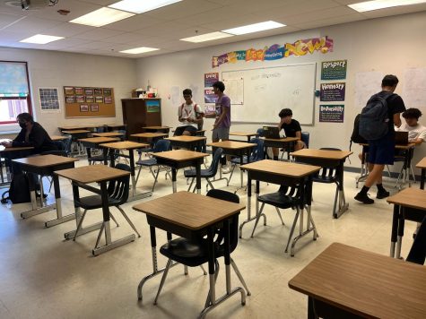 Class half empty- An AB Calculus math class after seniors left is shown. Many classes around McLean become much smaller after seniors depart.