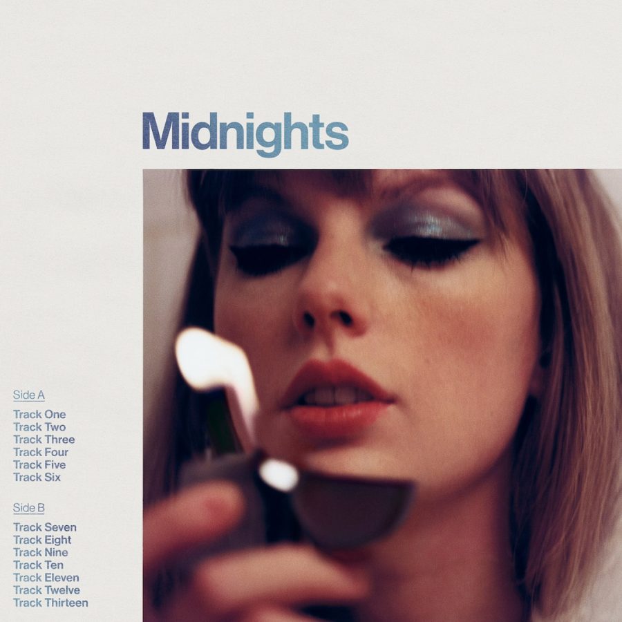 Midnights album cover, showing songwriter Taylor Swift lighting a candle to represent a new era.