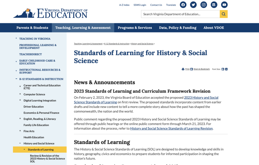 The newest draft of the guidelines are available on the Virginia Department of Education Website. However, there are no frequent updates based on public comments and concerns.