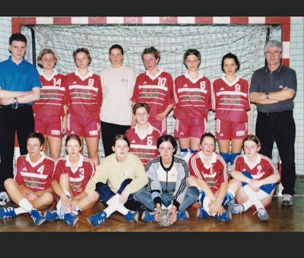 Drivers Education and PE teacher Edyta Pochopien with her Gościbia Sułkowic Handball team, which was a small team that made it to the Extra League. This photo was taken in 1996 when Pochopien was 15 years old and was number 10 on her team (upper middle part of the picture).