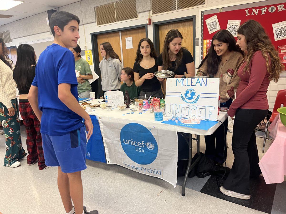 The+McLean+UNICEF+Club+hosts+a+food+stand+at+the+Highlander+Holiday+Bazaar.+By+selling+customized+hot+chocolates+and+other+baked+goods%2C+the+club+was+able+to+raise+money+to+help+children+in+need.