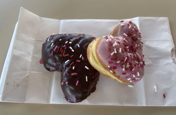 The Brownie Batter Donut (left) and Cupids Choice Donut (right) are staple desserts for Valentines Day.
