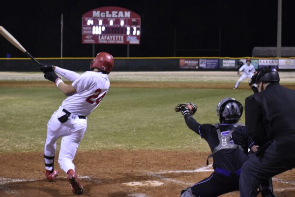 Junior centerfielder Gabriel Pegues swings at a pitch in the bottom of the fourth inning.