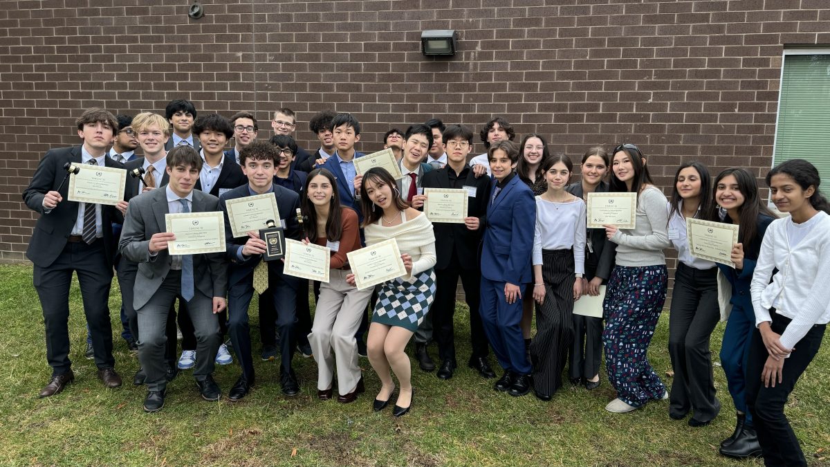 Award Worthy: McLean MUN poses with awards received after the Langley conference