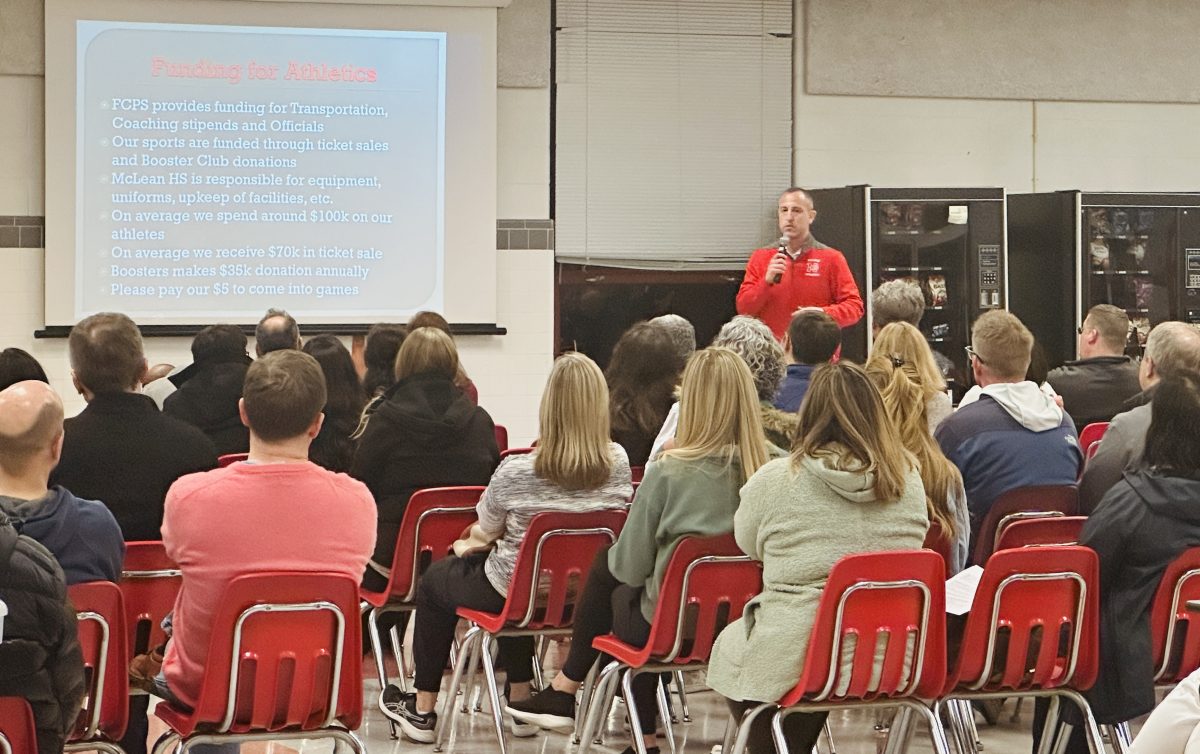 Parents attend parent and coach night to gain more information regarding the upcoming sports season. Greg Miller, Head of the Activities Department, shares information concerning funding, transportation and other requirements for this years spring season to parents. 
