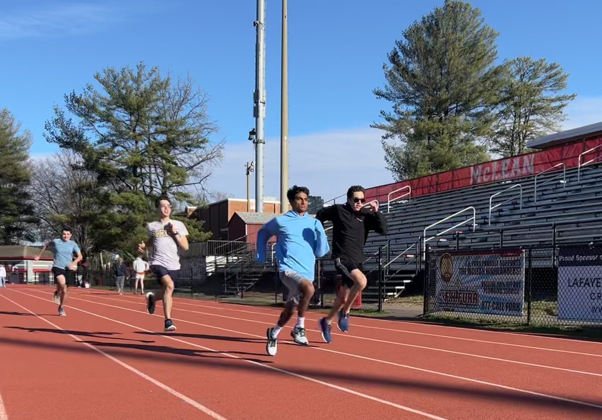 The+McLean+Outdoor+Track+team+practices+for+their+upcoming+meet+against+Yorktown+on+March+20th.+This+meet+is+the+second+of+their+spring+season+and+they+hope+to+continue+their+success+from+previous+seasons.