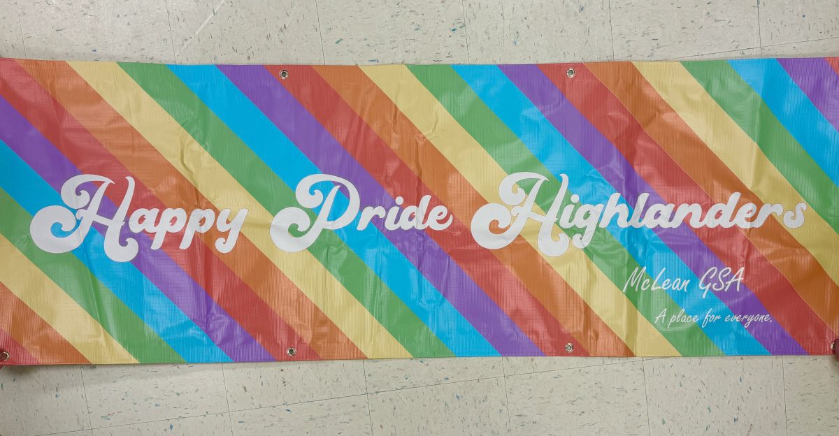 A GSA-made banner promoting pride and acceptance, planned to be put up for Pride month this coming June. The banner is planned to be installed with the two displays.