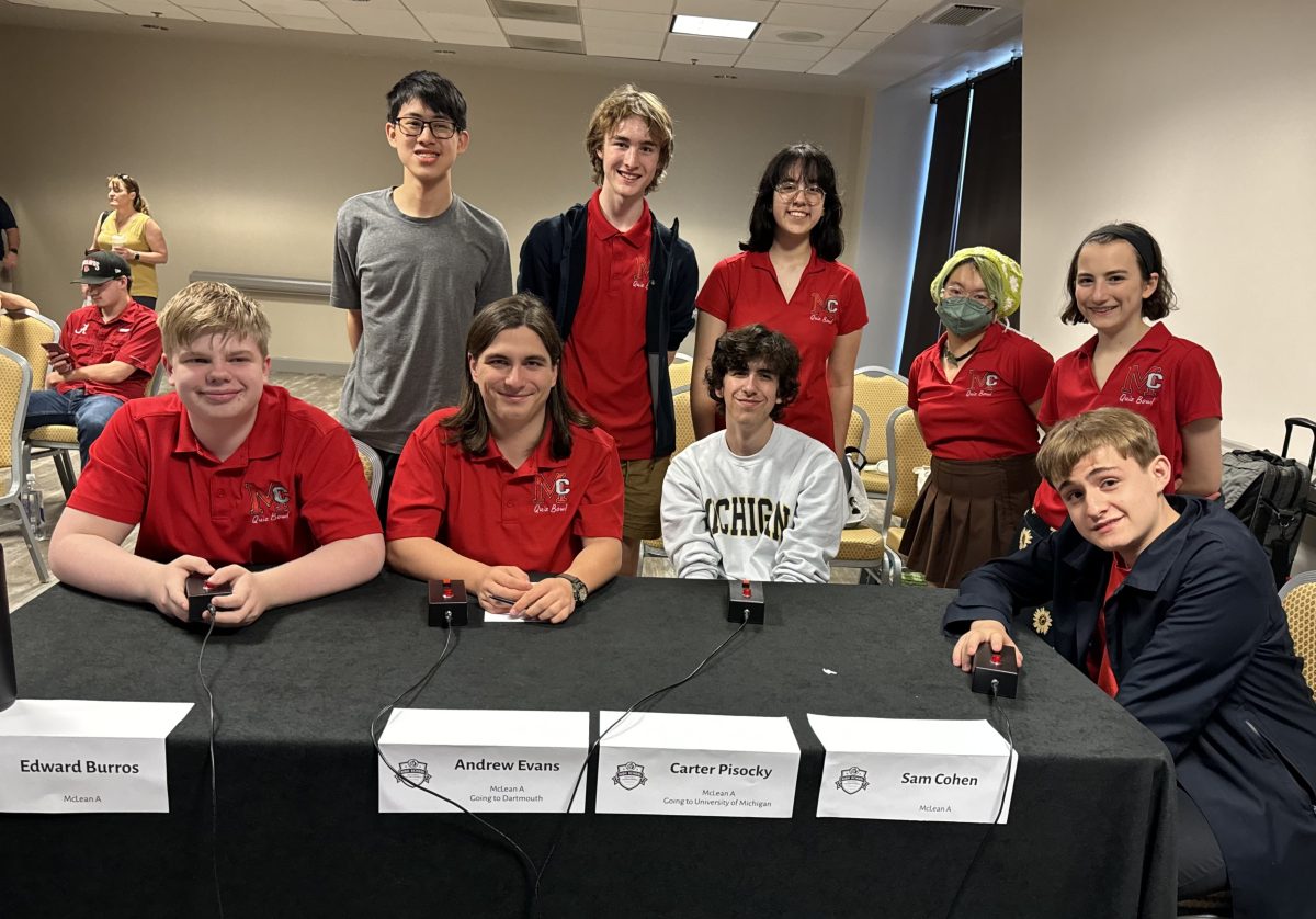 The+McLean+quiz+bowl+team+poses+during+the+NAQT+national+championships.+They+will+play+their+last+tournament+of+the+year+next+weekend+in+Reston.+