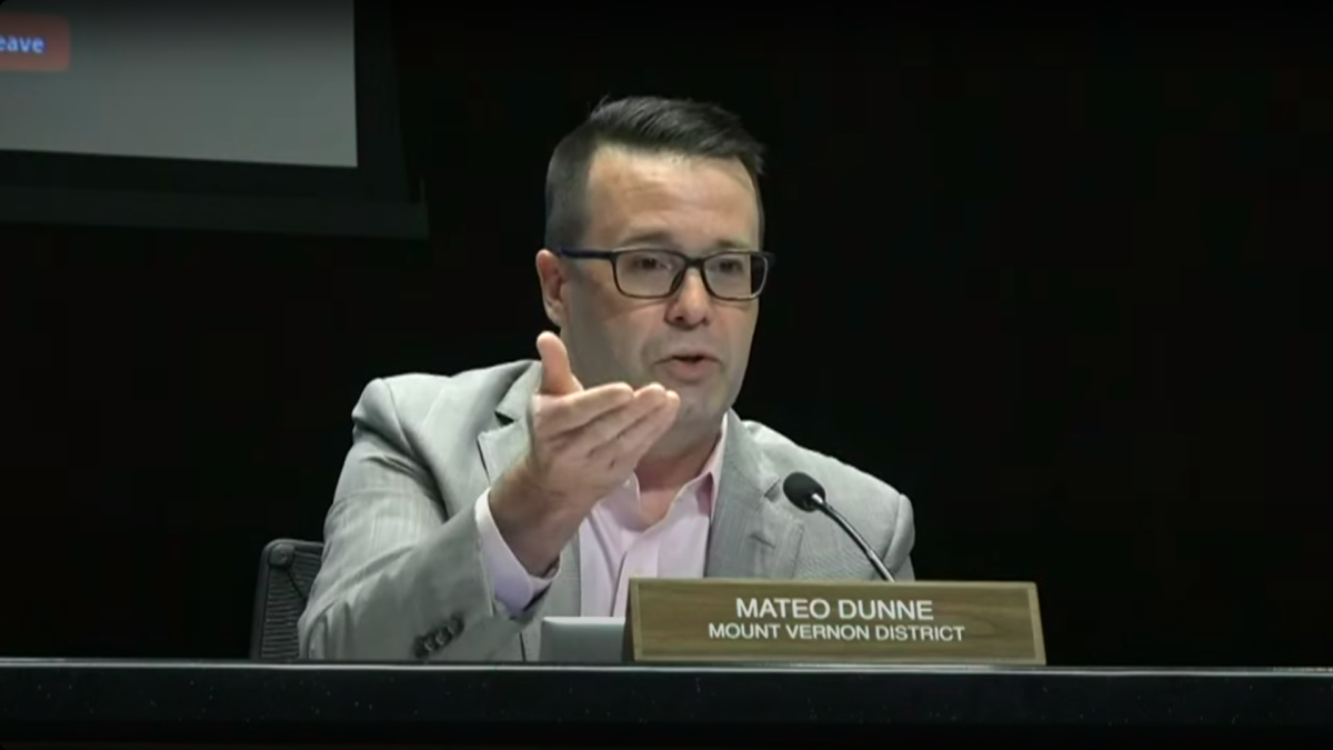 School board member Mateo Dunne speaking at the board meeting on May 23 on his amendments. The school board passed budget unamended with a vote of ten to one, with one abstention.