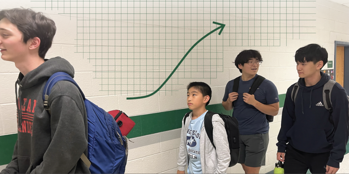 Ten-year-old Ruhan Lee walks from his Multivariable Calculus class among a crowd of  seniors. Lee has passed seven AP exams, fulfilling the high school graduation requirements for math. 