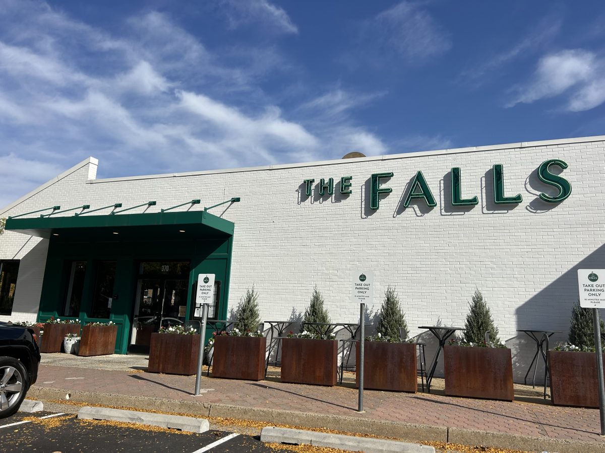 The Falls is an open-all-day restaurant that opened in October 2023, replacing Liberty Barbecue. The Falls offers a diverse menu, much of which is inspired by barbecue cuisine, but which also incorporates dishes more traditional to the Northern East Coast, such as avocado toast. 