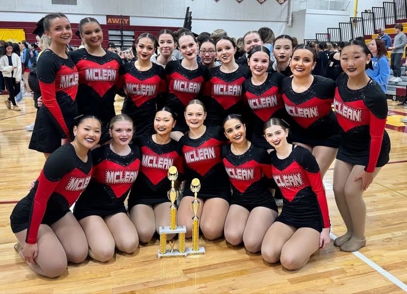 The McLean Dance Team gathering after the award ceremony. The team placed 2nd in pom and 4th in hip hop. 
