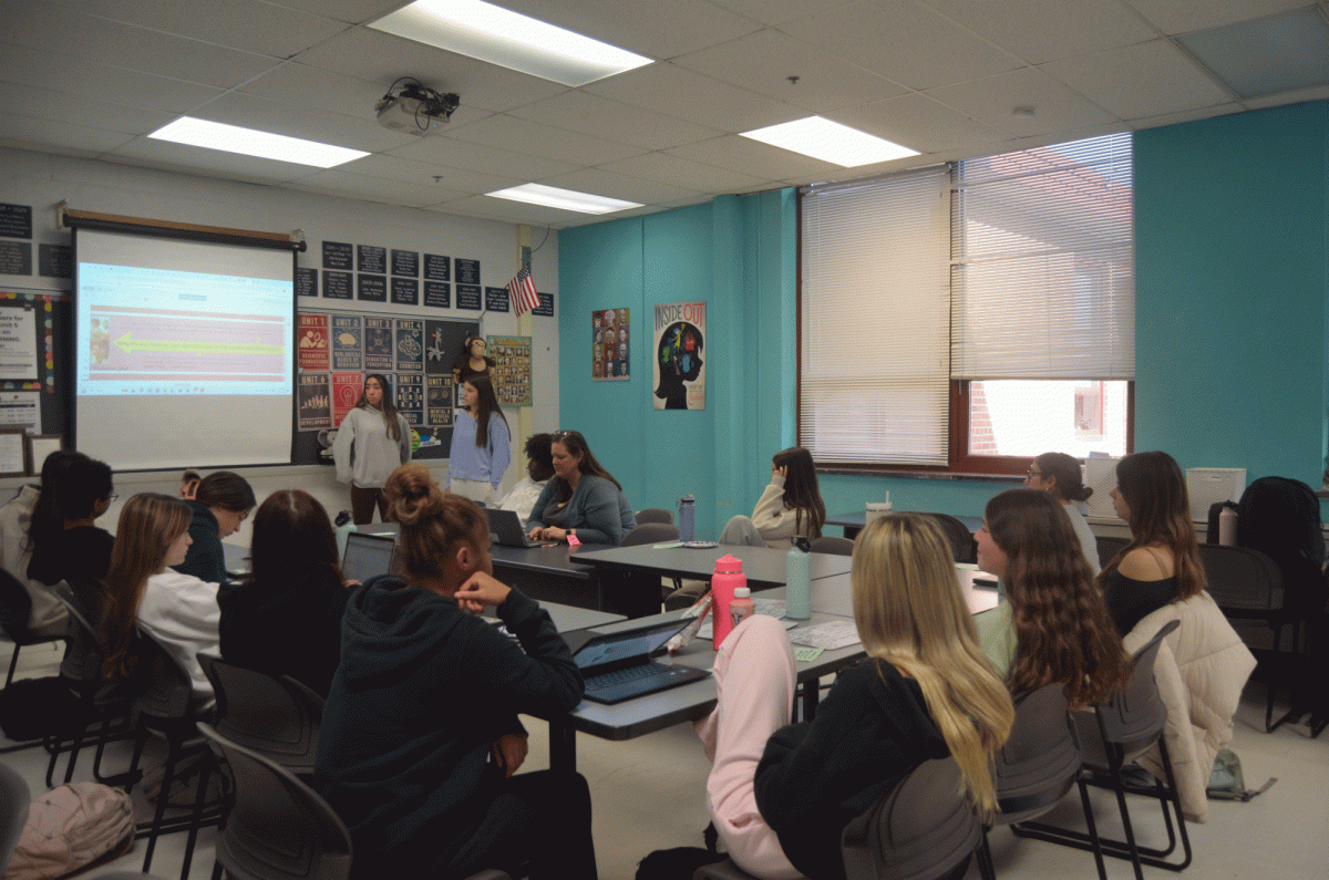 Year In Review - Yearbook students review page designs for their upcoming publication. The Guidance for Student Publications has the potential to limit the coverage of FCPS student journalism programs.