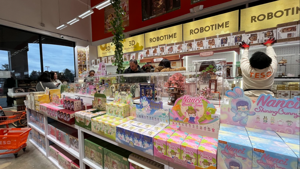 The store has a large display of wooden DIY miniature kits set out at the entrance of the store. The kits ranged from simpler builds to ones to complex ones that had revolving parts.