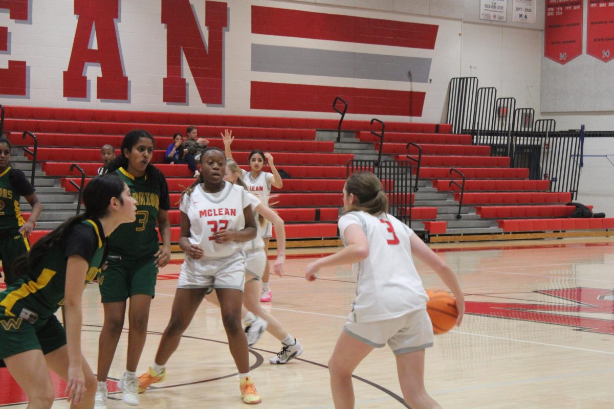 The Highlanders look for an opening to pass. Freshman Aanya Singh gets open for the pass. 
