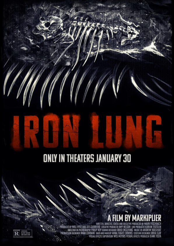 The Iron Lung official movie poster, directed and written by Mark Fischbach, adapted from the indie game Iron Lung by David Szymanski.
