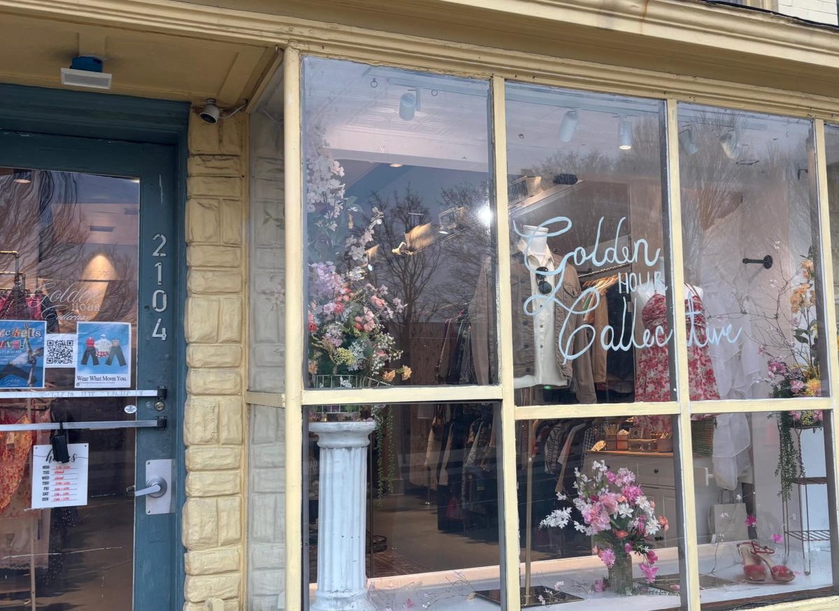 The exterior of the Golden Hour Collective boutique showcases a clear view of the items they sell.
