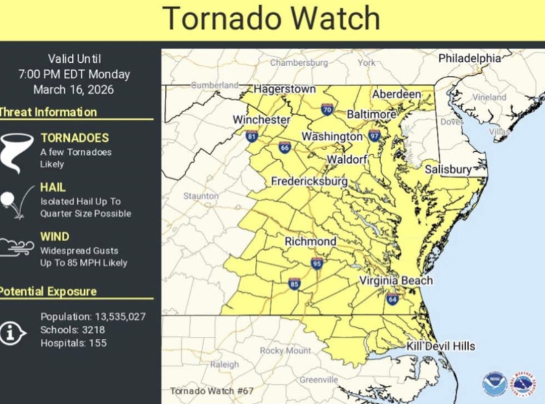 A tornado warning caused a rare three-hour early release for FCPS schools. 