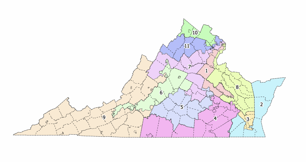 Virginia Democrats propose a new congressional map. These changes would cause Democrats to have the majority in 10 districts.