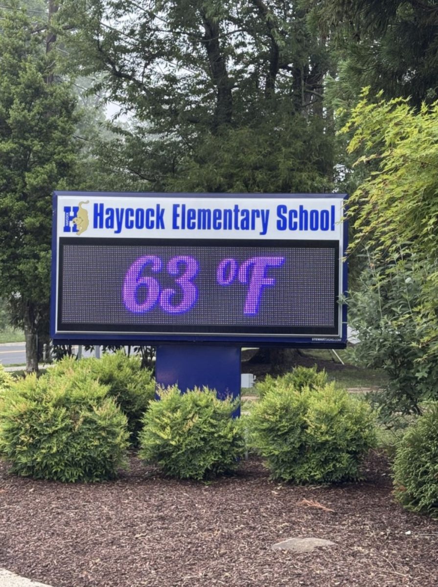 The display outside Haycock Elementary School records nearly a 35 degree difference in temperature in just two days. Just like Haycock Elementary School, schools across Fairfax County like McLean suffered from rapid changes throughout the past few weeks.