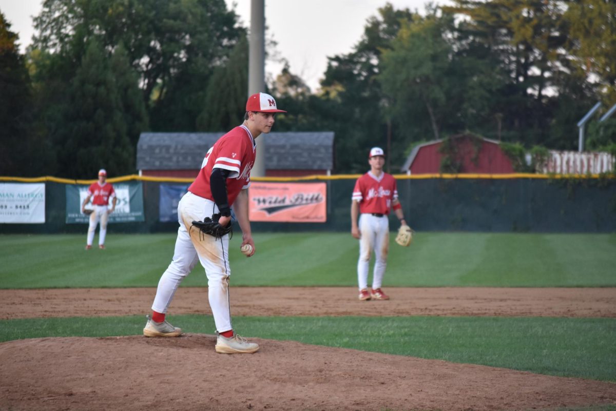 Senior pitcher, Daniel Ockerman relieves starting pitcher JW Riggins. Daniel was a key player in the game. getting hits when needed.