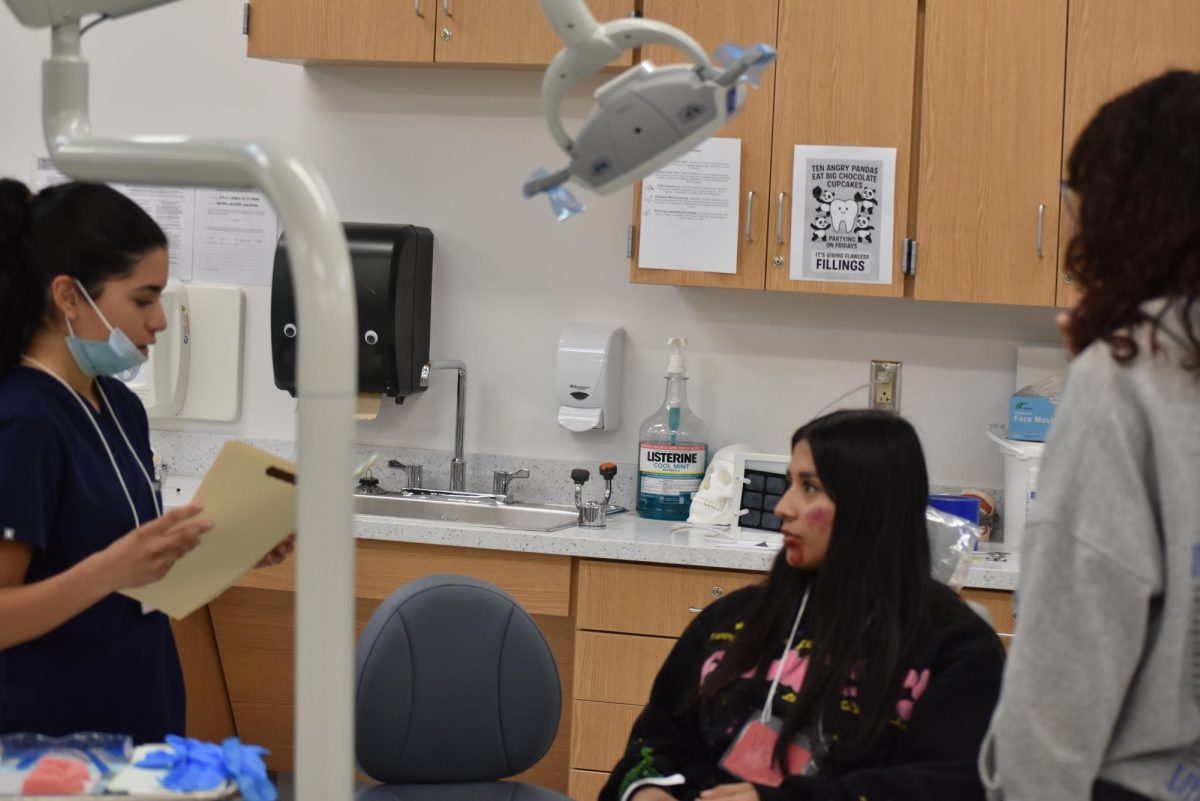 Student conducting dental assessment for patient.