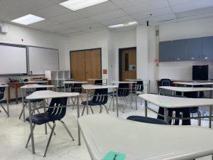 McLean High School's main testing center located outside the Red Hallway. Students enrolled in AP Business next year can expect to take the end of course exam in these kind of settings.